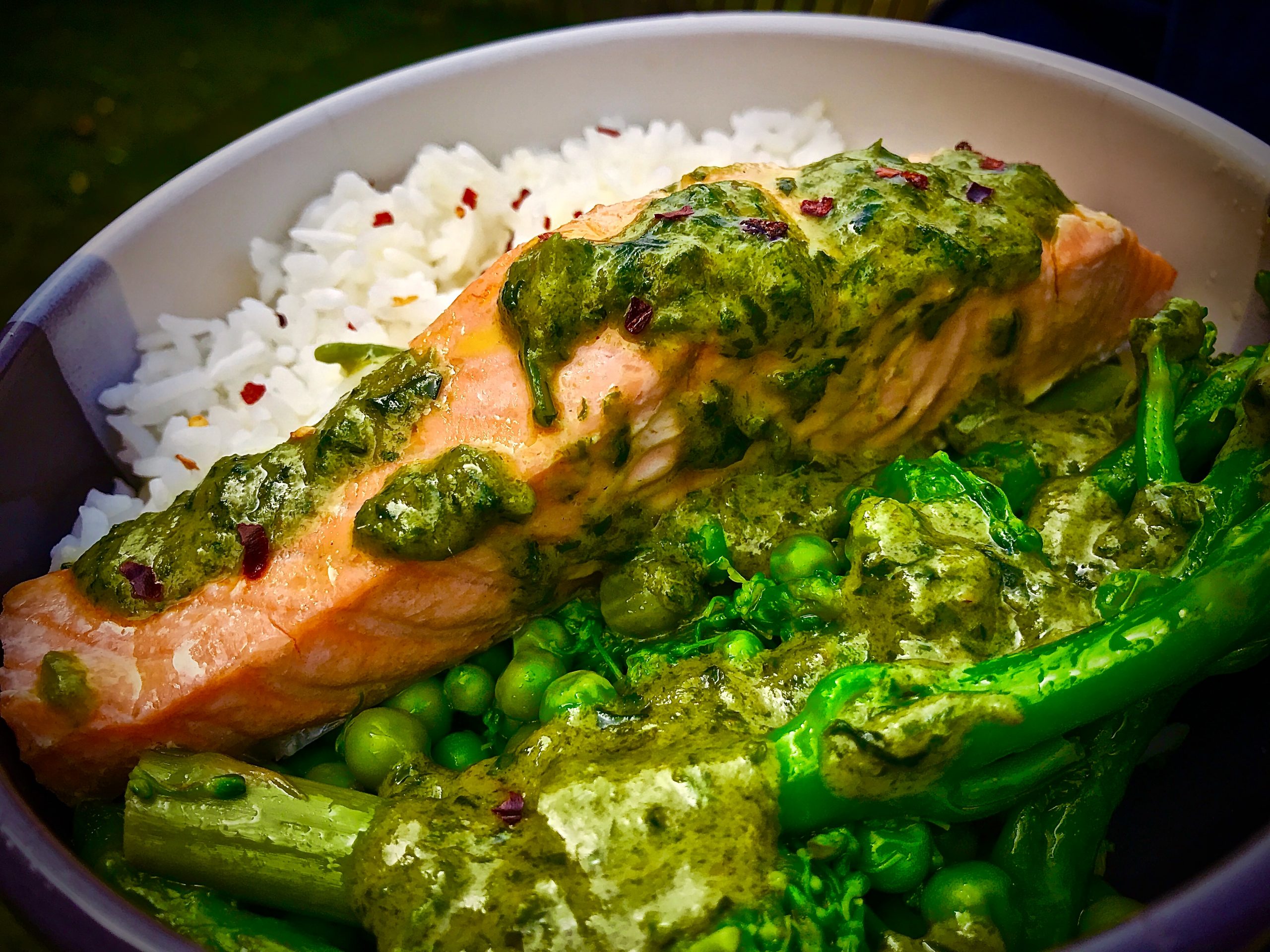 Salmon With Thai Green Curry Sauce